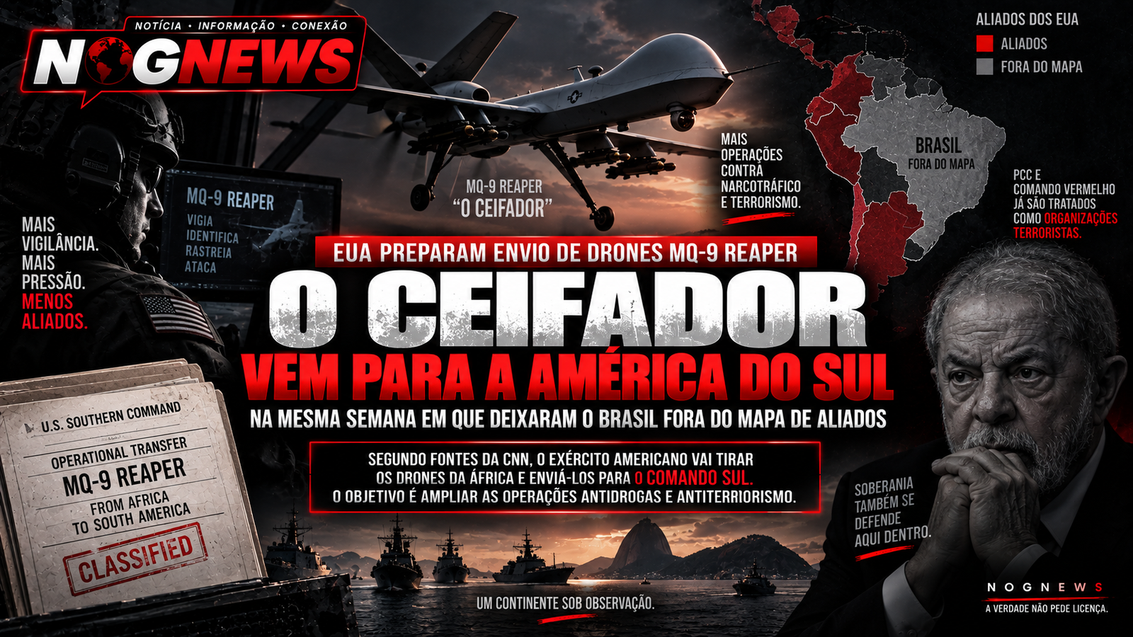 EUA PREPARAM ENVIO DE DRONES MQ-9 REAPER PARA A AMÉRICA DO SUL NA MESMA SEMANA EM QUE DEIXARAM O BRASIL FORA DO MAPA DE ALIADOS