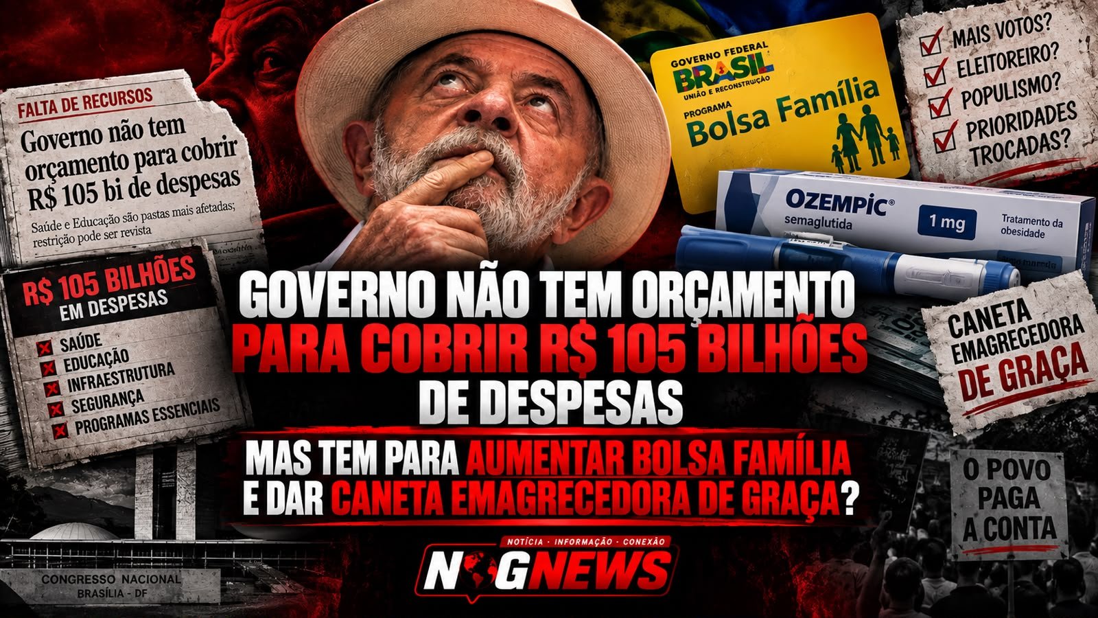 GOVERNO NÃO TEM ORÇAMENTO PARA COBRIR R$ 105 BILHÕES DE DESPESAS MAS TEM PARA AUMENTAR BOLSA FAMÍLIA E DAR CANETA EMAGRECEDORA DE GRAÇA?