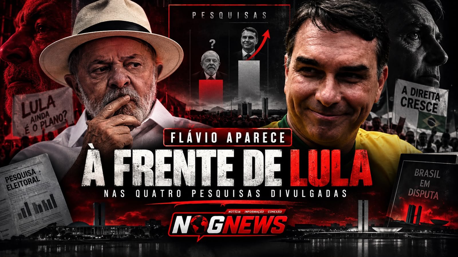 FLÁVIO APARECE NUMERICAMENTE À FRENTE DE LULA NAS QUATRO PESQUISAS DIVULGADAS NESTA QUINTA-FEIRA (17)