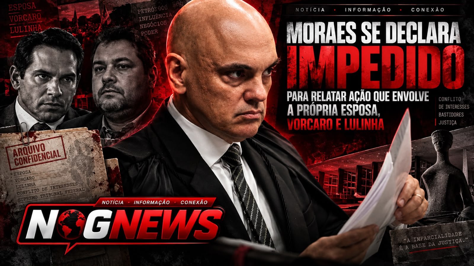 MORAES SE DECLARA IMPEDIDO E DEVOLVE AO STF A AÇÃO QUE CAÇA A MULHER DELE NA PORTARIA DO SENADO