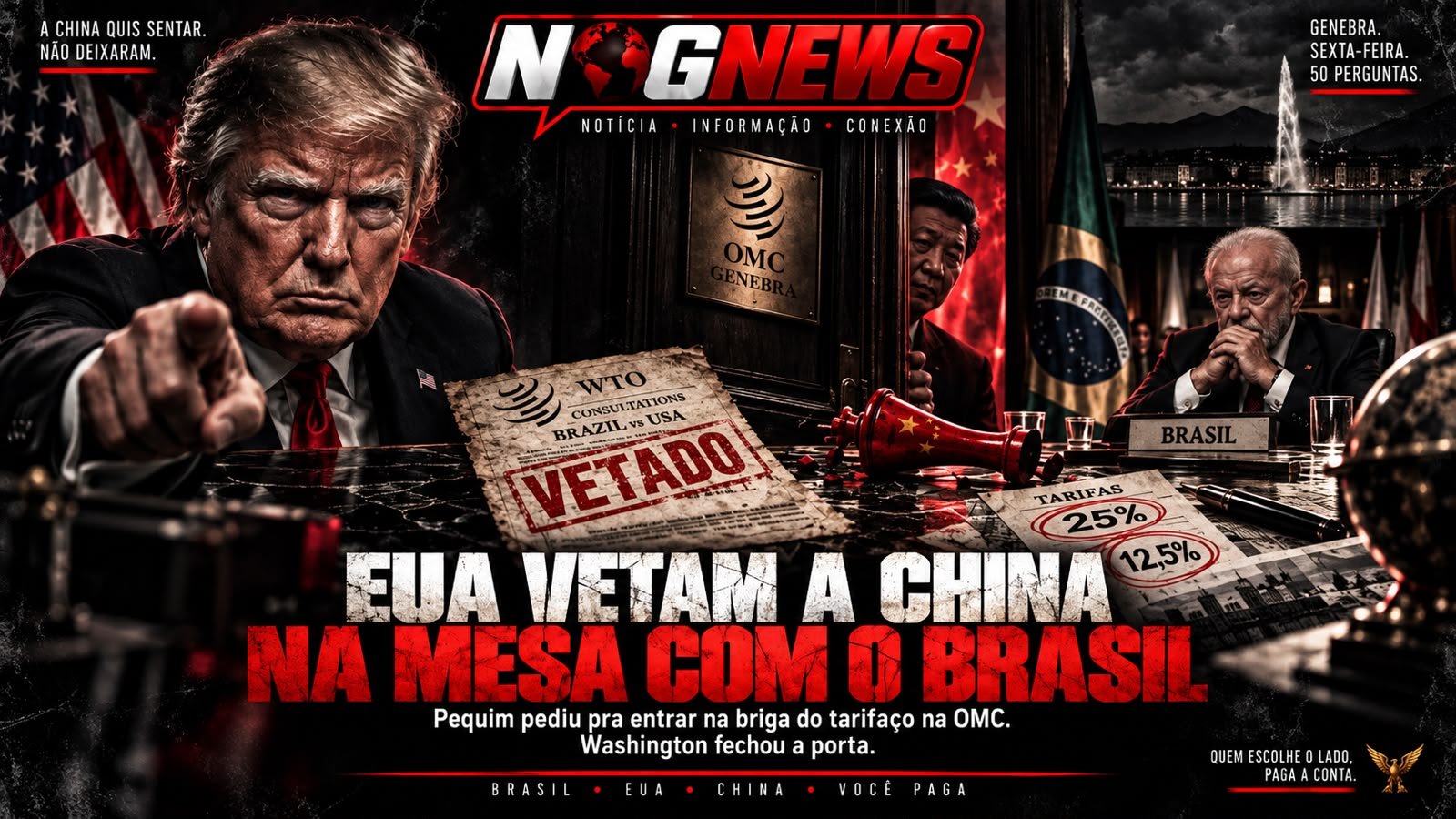 EUA VETAM A CHINA NA OMC E LULA ENTRA SOZINHO NA BRIGA DO TARIFAÇO