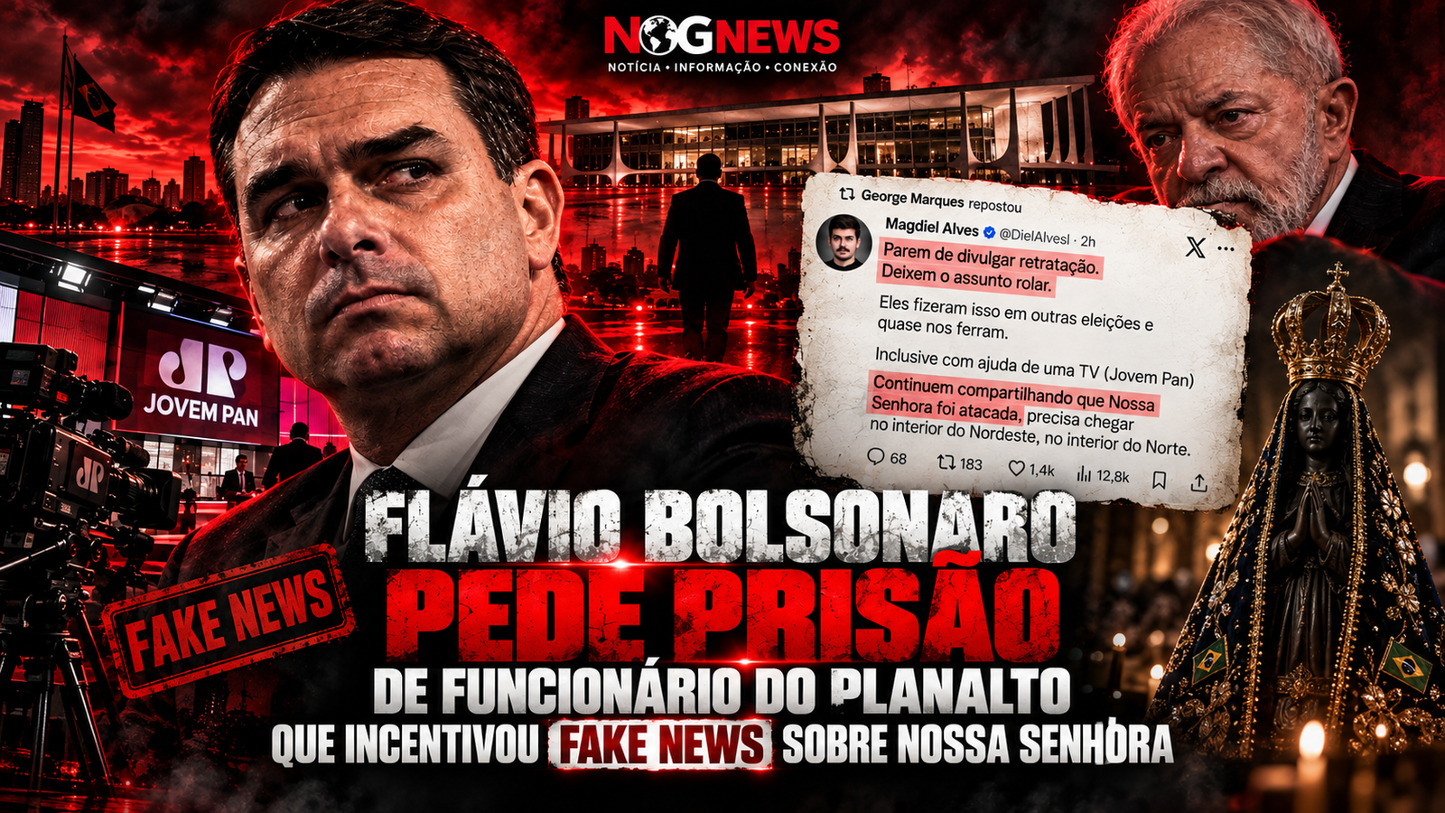 DEFESA DE FLÁVIO PEDE PRISÃO DE COORDENADOR DA SECOM POR REPOST QUE MANDAVA IGNORAR RETRATAÇÃO SOBRE NOSSA SENHORA