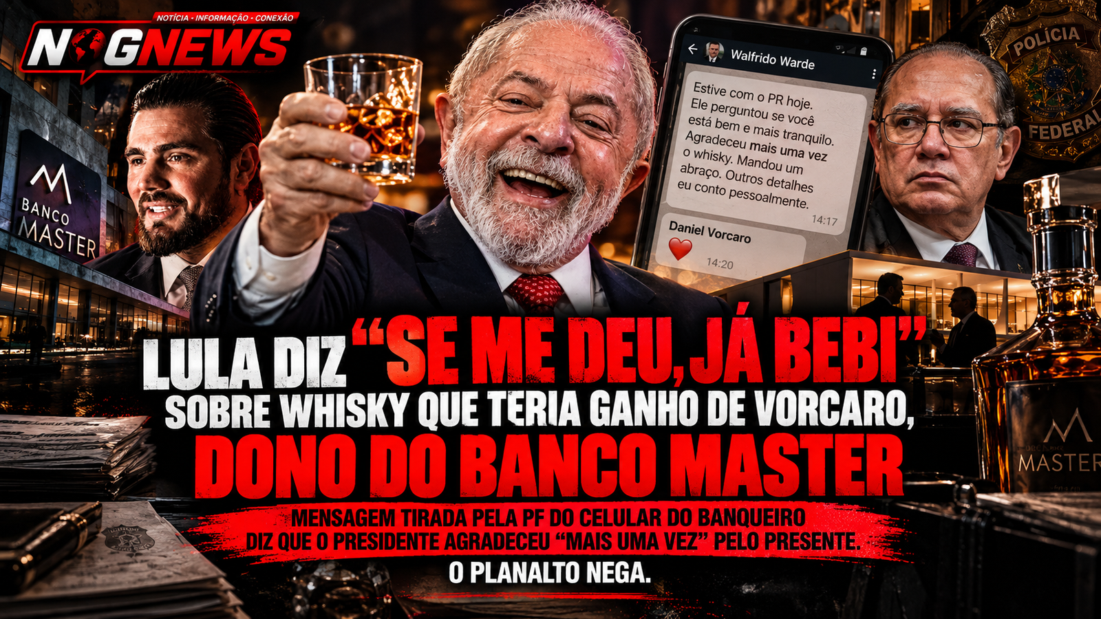 LULA DIZ "SE ME DEU, JÁ BEBI" SOBRE WHISKY QUE TERIA GANHO DE VORCARO, DONO DO BANCO MASTER