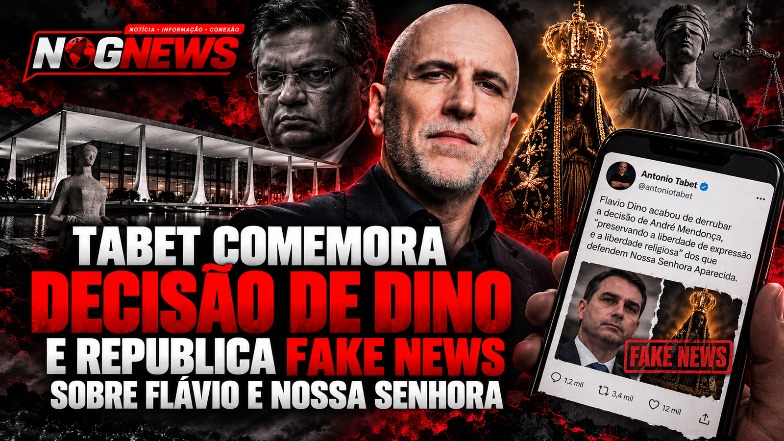 TABET, DO PORTA DOS FUNDOS, COMEMORA DECISÃO DE DINO E REPUBLICA POST SOBRE FLÁVIO E NOSSA SENHORA