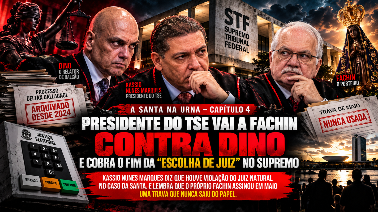 PRESIDENTE DO TSE VAI A FACHIN CONTRA DINO E COBRA O FIM DA "ESCOLHA DE JUIZ" NO SUPREMO