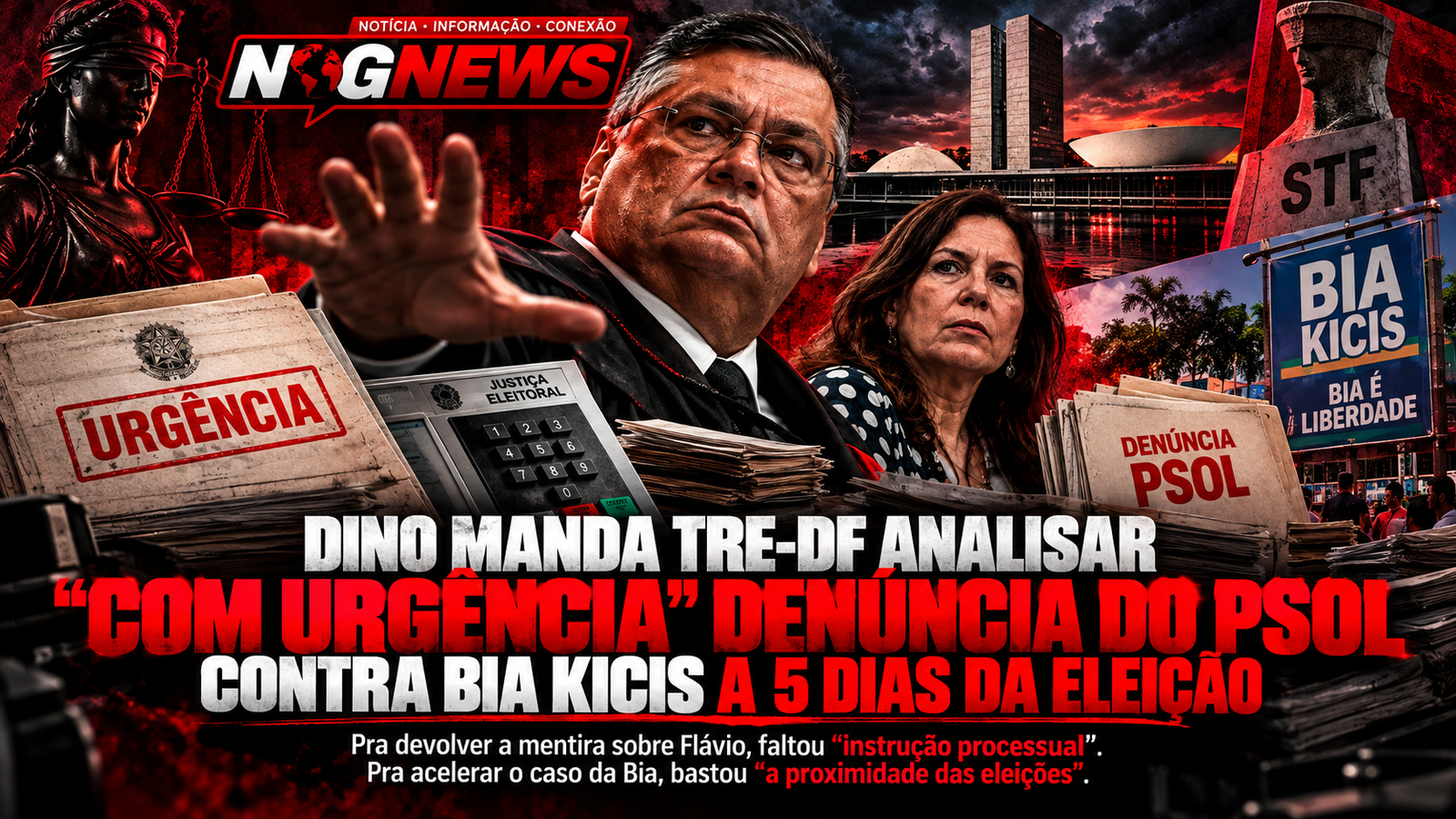 DINO MANDA TRE-DF ANALISAR "COM URGÊNCIA" DENÚNCIA DO PSOL CONTRA BIA KICIS A 5 DIAS DA ELEIÇÃO