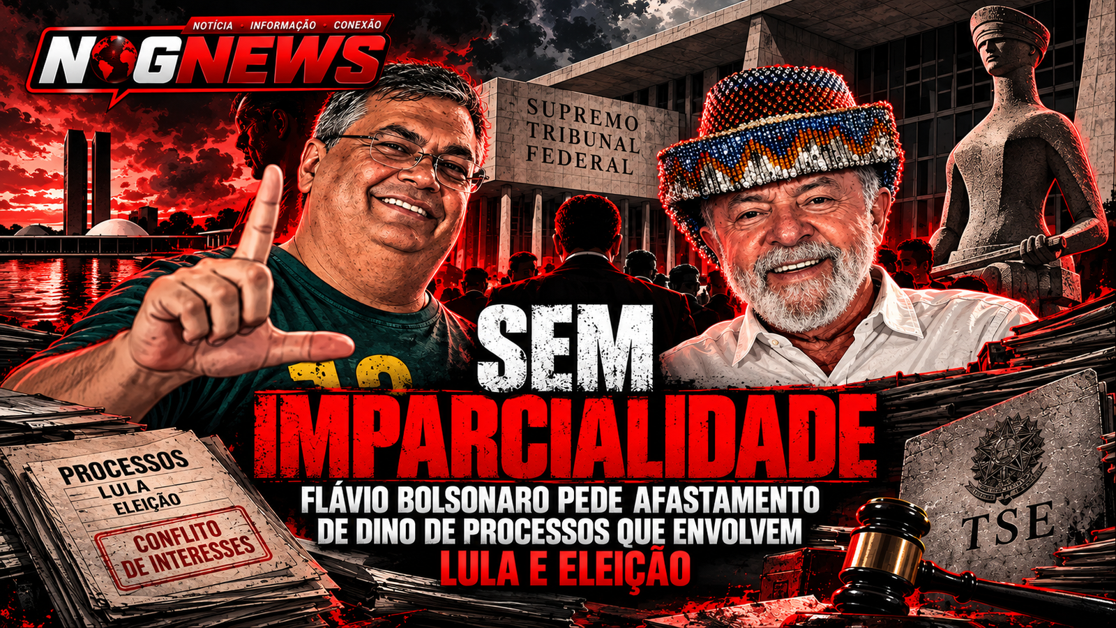 FLÁVIO BOLSONARO PEDE AO STF O AFASTAMENTO DE DINO DOS PROCESSOS QUE ENVOLVEM LULA E A ELEIÇÃO