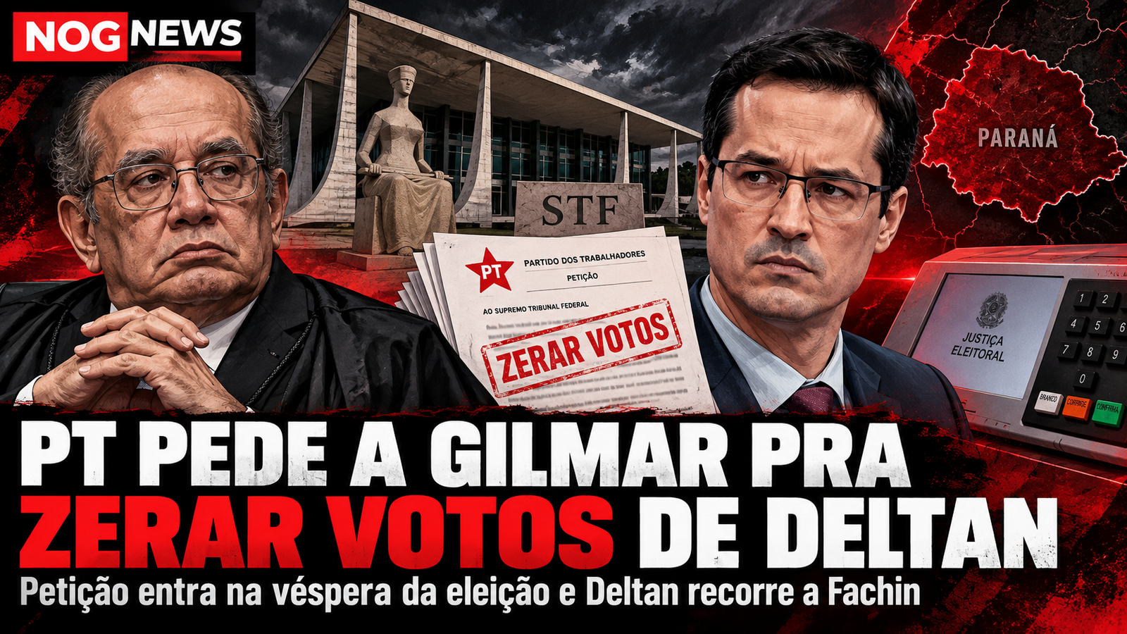 PT PROTOCOLA PEDIDO DIRETO A GILMAR NA VÉSPERA DA ELEIÇÃO PRA ZERAR OS VOTOS DE DELTAN NO PARANÁ